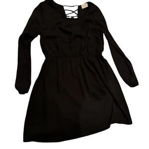 Everly Black Mini Dress with Crisscross Detail